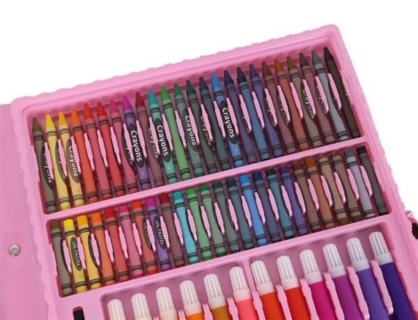 Set creativ pentru desen si pictura, 168 piese, Roz/Multicolor - imagine 10