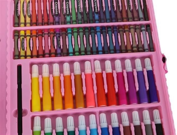 Set creativ pentru desen si pictura, 168 piese, Roz/Multicolor - imagine 11