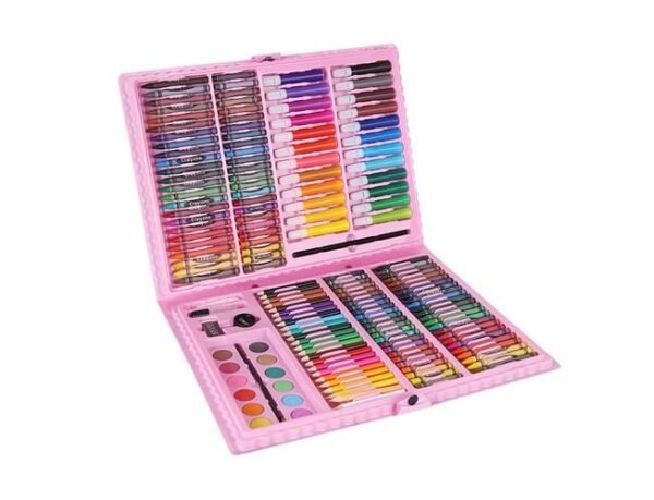 Set creativ pentru desen si pictura, 168 piese, Roz/Multicolor - imagine 14