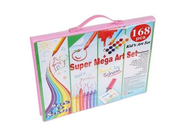 Set creativ pentru desen si pictura, 168 piese, Roz/Multicolor - imagine 2