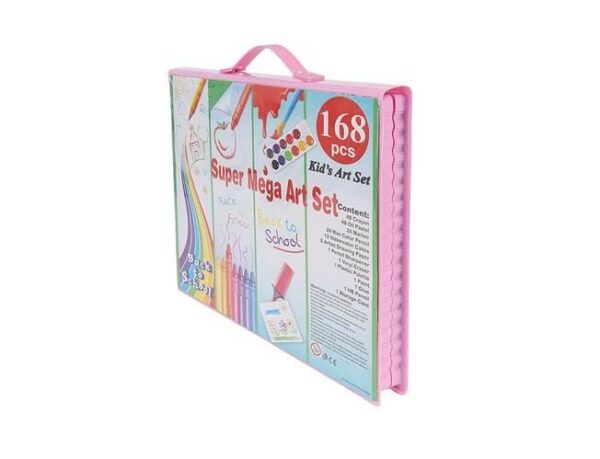 Set creativ pentru desen si pictura, 168 piese, Roz/Multicolor - imagine 3