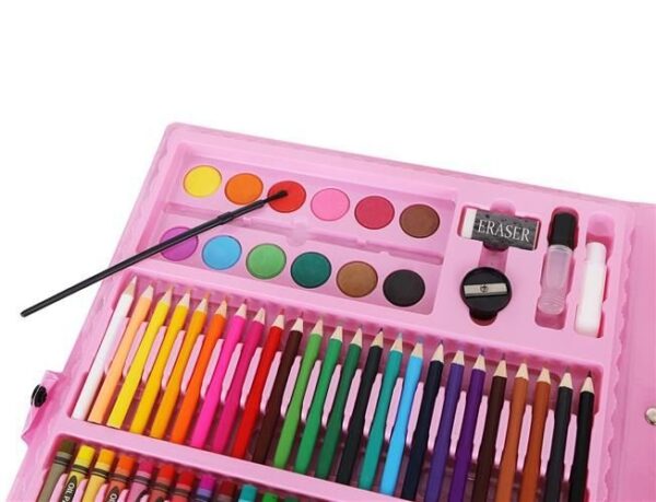 Set creativ pentru desen si pictura, 168 piese, Roz/Multicolor - imagine 8