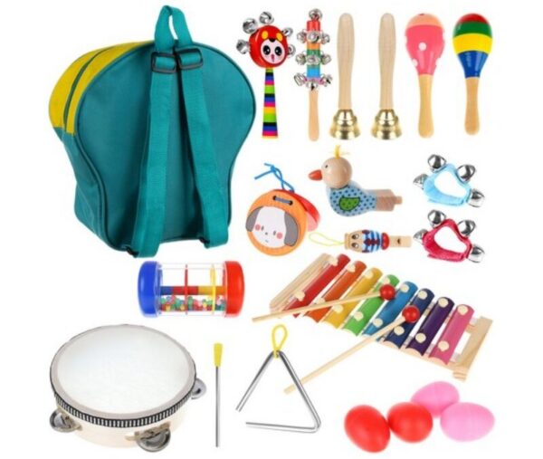 Set jucarii muzicale lemn, 24 piese Kruzzel, rucsac inclus - imagine 1