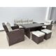 Set mobilier gradina/terasa, maro si bej, 1 masa, 2 scaune, 2 tabureti, 1 canapea, Dolores - imagine 3