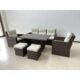 Set mobilier gradina/terasa, maro si bej, 1 masa, 2 scaune, 2 tabureti, 1 canapea, Dolores - imagine 2