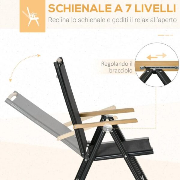 Set mobilier gradina/terasa, negru si stejar, 1 masa, 6 scaune, Abigail - imagine 9