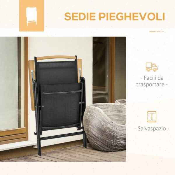 Set mobilier gradina/terasa, negru si stejar, 1 masa, 6 scaune, Abigail - imagine 8