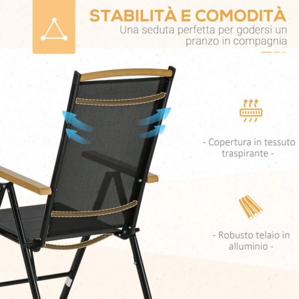 Set mobilier gradina/terasa, negru si stejar, 1 masa, 6 scaune, Abigail - imagine 7