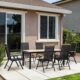 Set mobilier gradina/terasa, negru si stejar, 1 masa, 6 scaune, Abigail - imagine 3