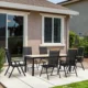 Set mobilier gradina/terasa, negru si stejar, 1 masa, 6 scaune, Abigail - imagine 12