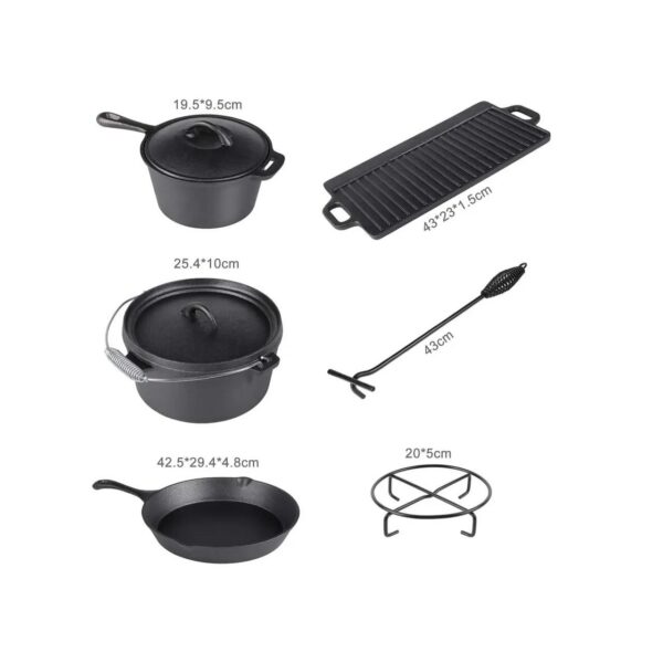 Set pentru gatit cu ceaun, gratar, tigaie, oala, fonta, 6 piese, Perfect Home - imagine 3