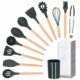 Set ustensile bucatarie, silicon si bambus, grafit, 12 piese, Springos - imagine 2