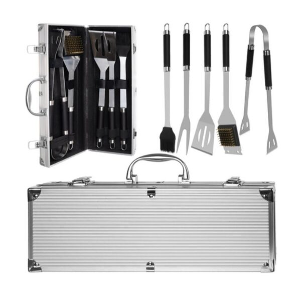 Set ustensile gratar 5 accesorii, otel inoxidabil, carcasa aluminiu, - imagine 1