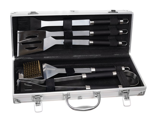 Set ustensile gratar 5 accesorii otel inoxidabil carcasa aluminiu 7