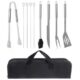 Set ustensile pentru gratar 9 accesorii, otel inoxidabil, geanta transport