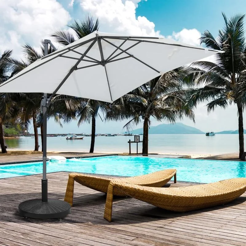 Suport pentru umbrela 38-48 mm, cu roti, rotund, HDPE, imitatie ratan, negru, 52x41 cm 1 Suport pentru umbrela 38-48 mm, cu roti, rotund, HDPE, imitatie ratan, negru, 52x41 cm