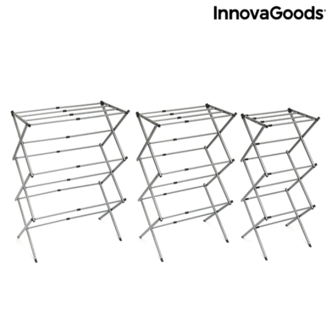 Suport uscare de rufe pliabil si extensibil din metal cu 3 inaltimi 11 bare Cloxy Innovagoods 6