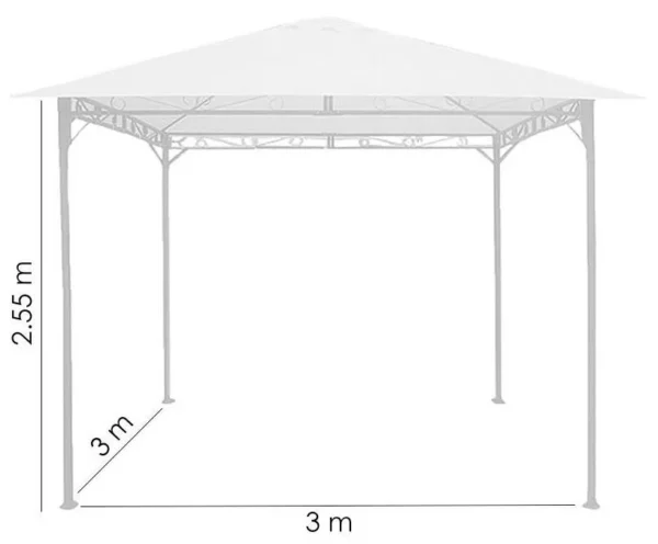 Pavilion pentru gradina/terasa, cadru metalic, crem, 3x3x2.55 m, Doina - imagine 3