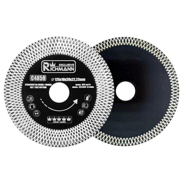 Disc diamantat turbo subtire, dublu segmentat, placi ceramice, taiere umeda si uscata, 125x22.23x1.3 mm, Richmann Exclusive - imagine 2