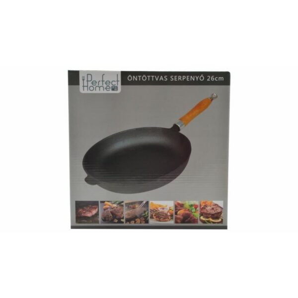 Tigaie fonta cu maner lemn, 26 cm, Perfect Home - imagine 2