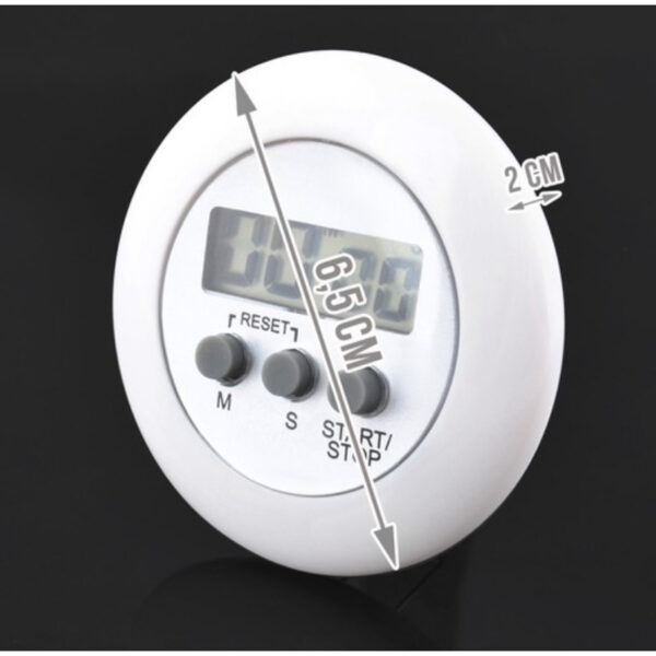 Timer pentru bucatarie afisaj LCD, MT MALATEC, magentic, diametru 6.5 cm, alb - imagine 3