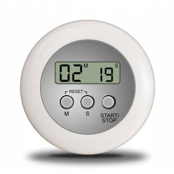 Timer pentru bucatarie afisaj LCD, MT MALATEC, magentic, diametru 6.5 cm, alb - imagine 1