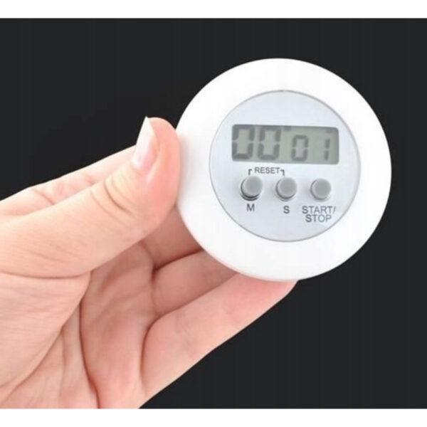 Timer pentru bucatarie afisaj LCD, MT MALATEC, magentic, diametru 6.5 cm, alb - imagine 2