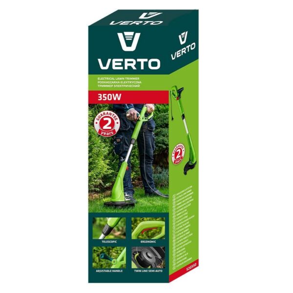 Motocoasa, trimmer, pentru tuns iarba, electric, 350 W, 25 cm, Verto - imagine 2