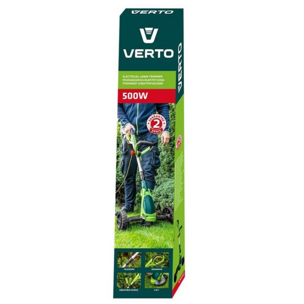 Motocoasa, trimmer, pentru tuns iarba, electric, cu 2 roti, 550 W, 32 cm, Verto - imagine 2