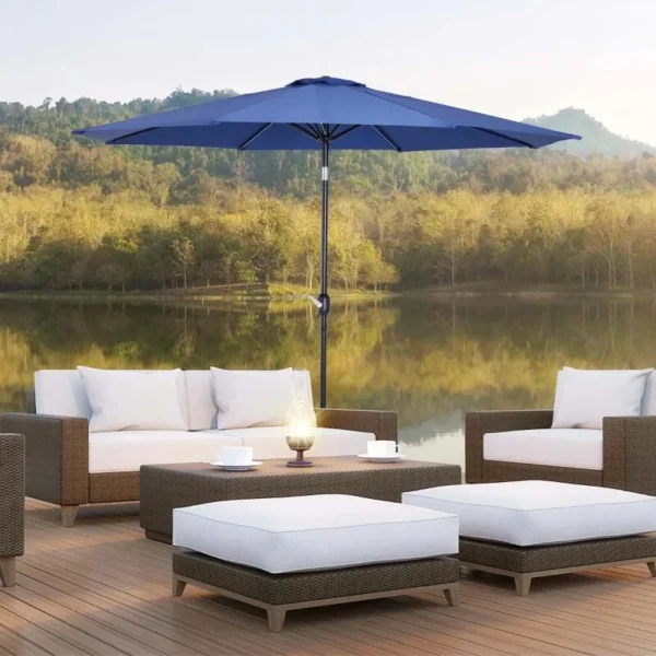 Umbrela gradina/terasa, cu inclinatie, manivela, albastru, 300 cm - imagine 11