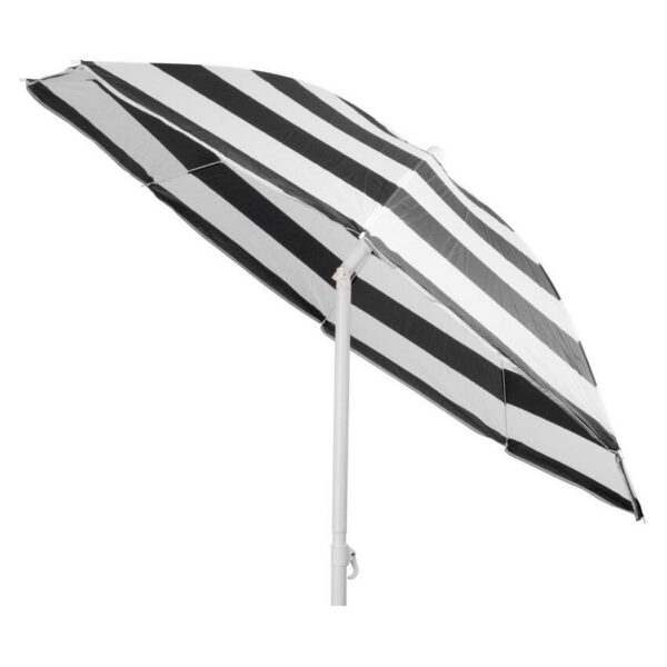Umbrela plaja, Strend Pro, cu inclinatie, model dungi, negru si alb, 180 cm - imagine 6