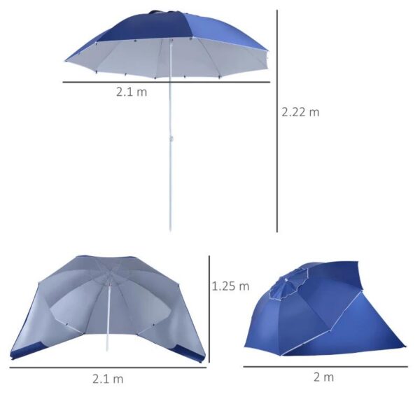 Umbrela plaja/gradina, 2 in 1, albastru si alb, 210 cm - imagine 13