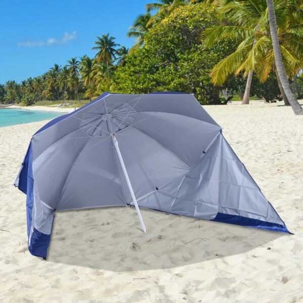 Umbrela plaja/gradina, 2 in 1, albastru si alb, 210 cm - imagine 12