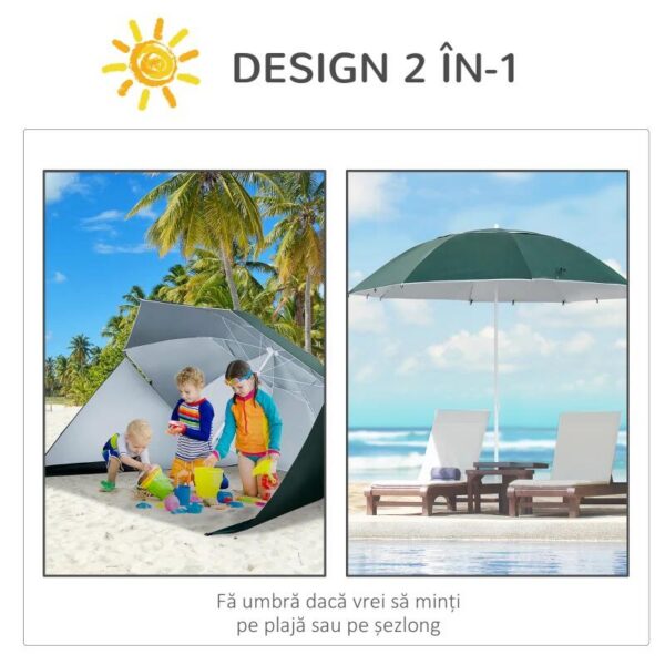 Umbrela plaja/gradina, 2 in 1, albastru si alb, 210 cm - imagine 8