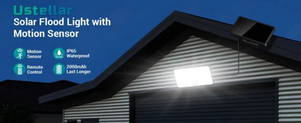 Lampa solara de perete Ustellar LED UT88269, 2500lm, Telecomanda,  3 moduri, senzor de miscare - imagine 8