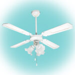Ventilator de tavan, alb,105 cm, 50 W, 4 palete MDF