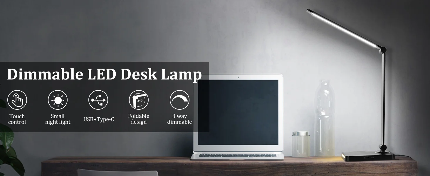 Lampa de birou LED Rovo 5502P, lumina veghe, 5 moduri de lumina, 4 intensitati, 6W, control Touch, USB 1 Lampa de birou LED Rovo 5502P, lumina veghe, 5 moduri de lumina, 4 intensitati, 6W, control Touch, USB