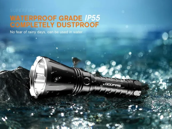 Lanterna tactica LED Godfire TF01, 1000m, 1371lm, aliaj aluminiu, 4800mAh, 245g, 5 moduri - imagine 10