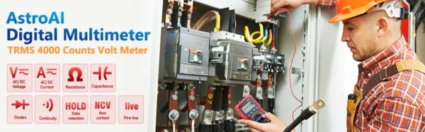 Multimetru digital AstroAI M4KOR, TRMS 4000, Ohmmetru, Voltmetru 1,5V   9V   12V, Masurare fara contact, Lanterna - imagine 8
