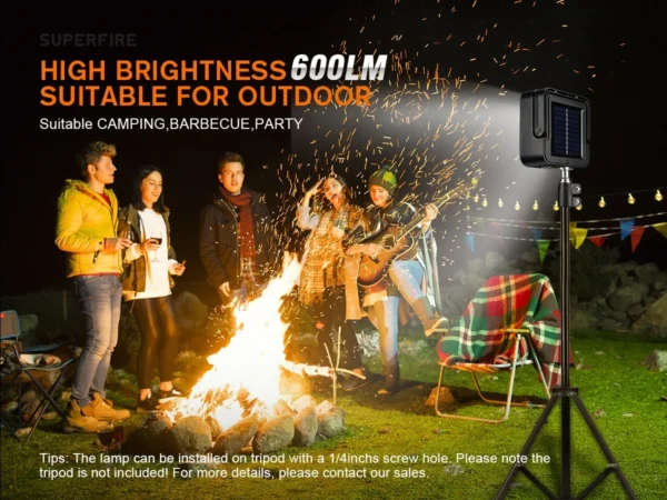 Lampa LED cu panou solar Superfire FS38, Pentru Camping, 600 lm, incarcare USB, 4 moduri, prindere magnetica - imagine 8