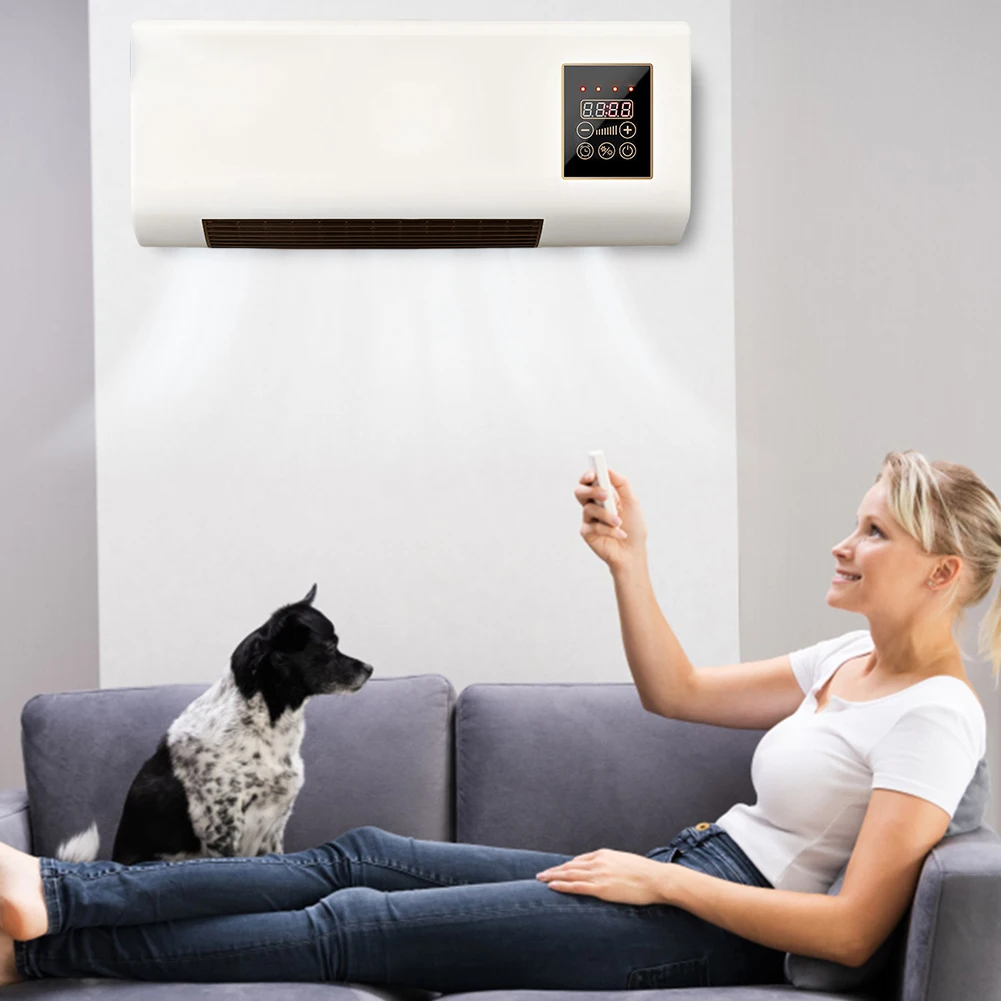 Aeroterma de perete cu ventilator Home Klima 2000W, telecomanda, temporizator, termostat, 2 trepte, alb