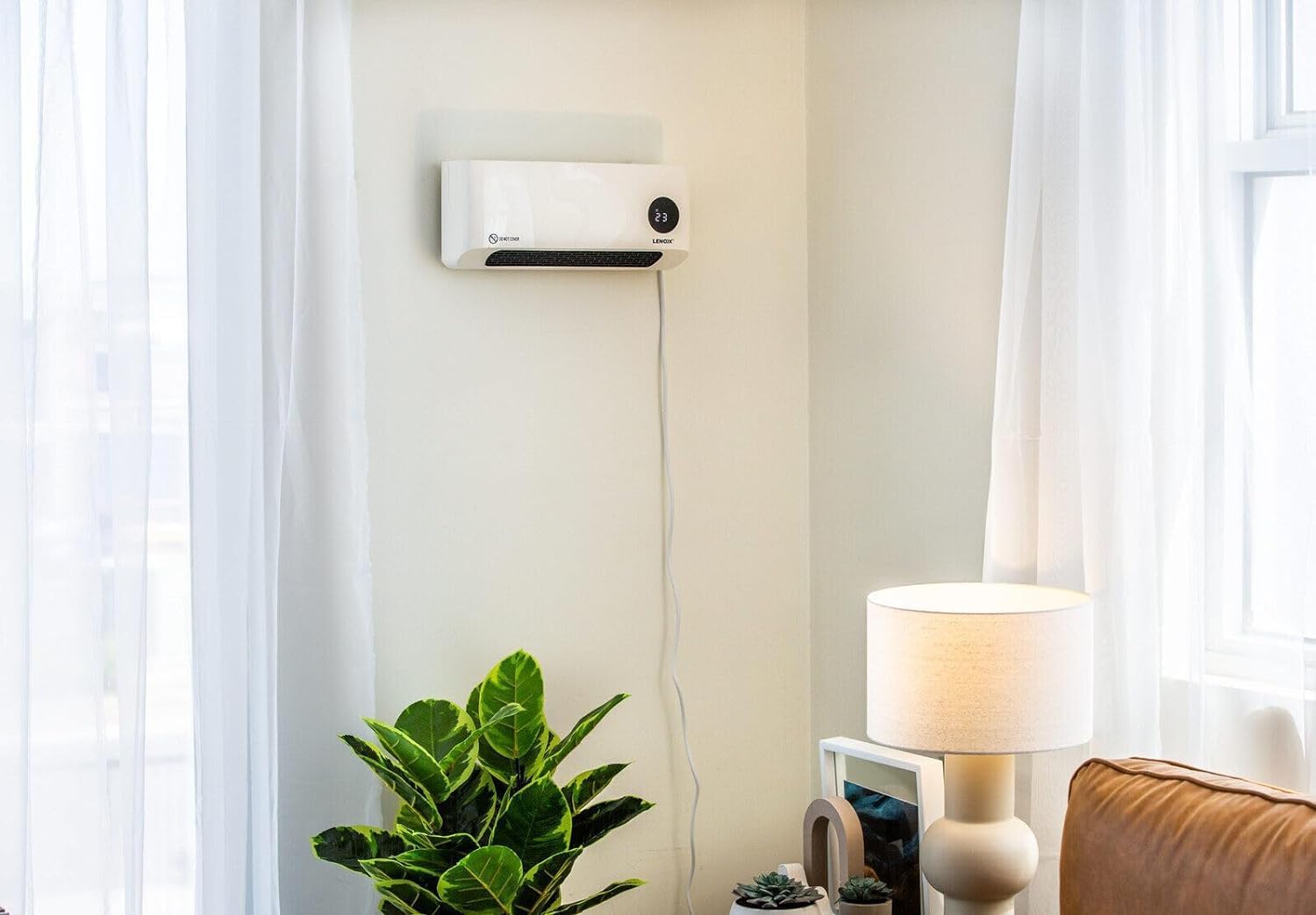 Aeroterma de Perete cu Ventilator Smart WiFi HeatPro 2000W, Telecomanda, Termostat, Timer, Ventilatie, 2 trepte, alb