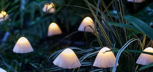 Set 30 lampi solare LED Rovo 01-Alb, ciupercute, lumina alb cald, 6.5m, 8 moduri - imagine 6