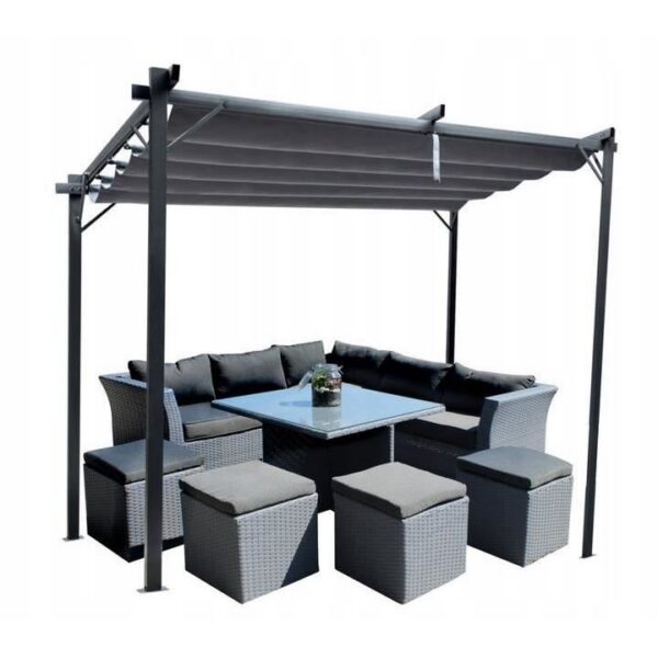 Pergola pentru gradina/terasa, retractabila, cadru metalic, gri, 3x4x2.3 m - imagine 2