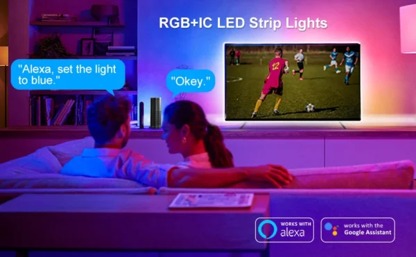 Banda LED Ustellar 12m RGBIC, Sincronizare Muzica, Smart, Wifi, Telecomanda, Alexa, Google Assistant - imagine 8