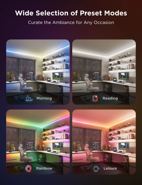 Banda LED Govee COB H61E5 Pro, 3M, RGBIC+W, 1260 LEDs m,  Alexa, Google Asistant, Matter, Bluetooth, Wi-Fi - imagine 5