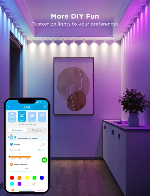 Banda cu Spoturi LED Govee RGBIC String Downlights, H608B, 3m, Wi-Fi, sincronizare muzica - imagine 4
