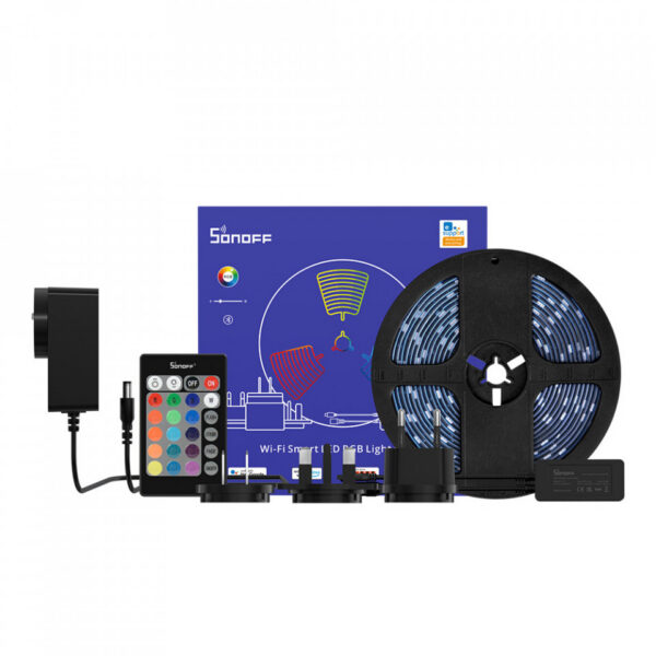 Banda LED Sonoff Wifi RGB L2 5m, Sincronizare Muzica, IP65, Wifi, Bluetooth, Telecomanda - imagine 1