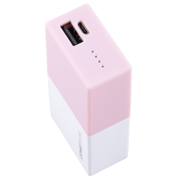 Baterie externa Blokker, 4400 mah, 3.7 v, 1 port usb, roz/alb - imagine 1