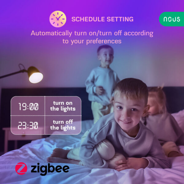 Set 2 becuri LED RGB Smart NOUS P3Z ZigBee, E27, Control din aplicatie - imagine 5